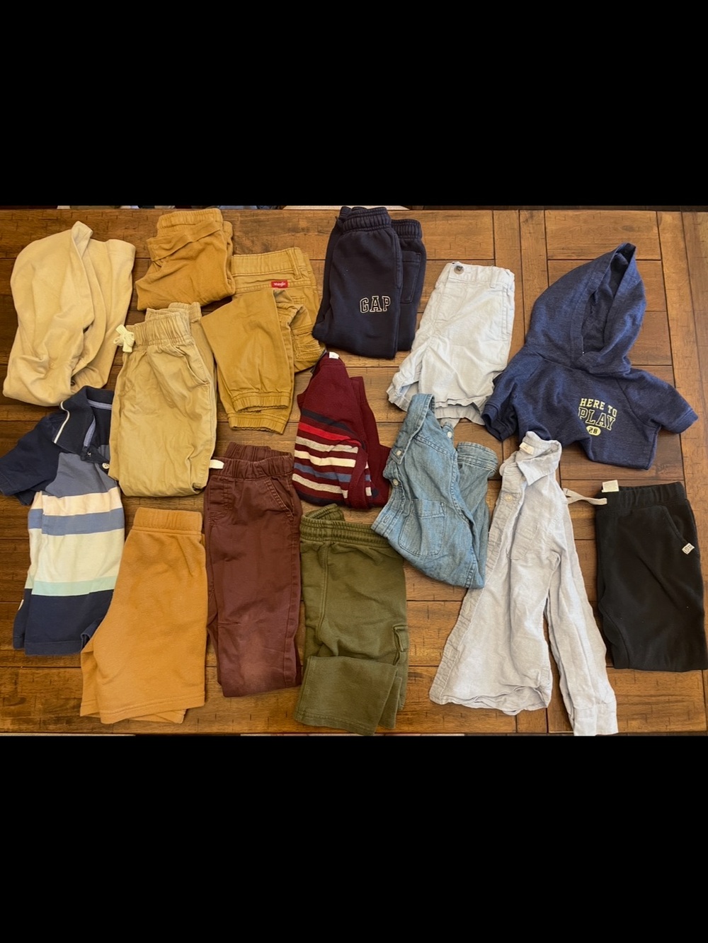 Lot Boy 4T-5T Mixed Tops & Bottoms - Blue, Tan, Olive, Maroon